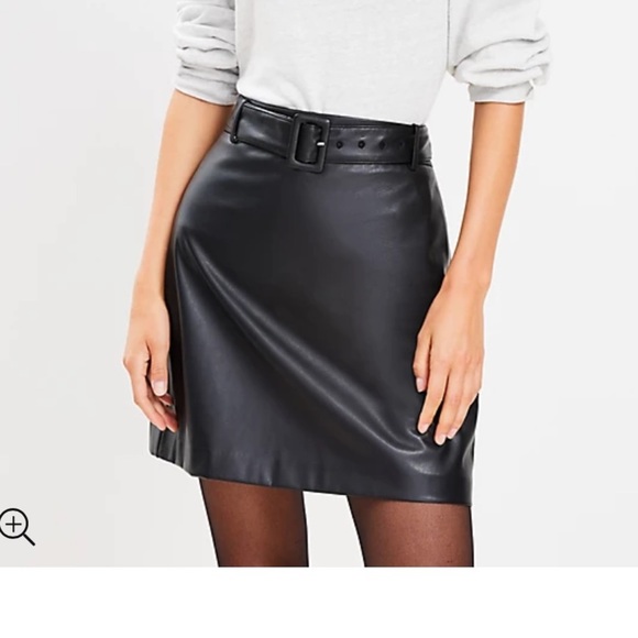 LOFT Dresses & Skirts - Loft Faux Leather Belted Skirt